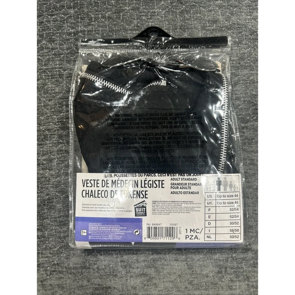 Adult Standard One Size F.B.I Forensics Vest Halloween Costume - Picture 2 of 7